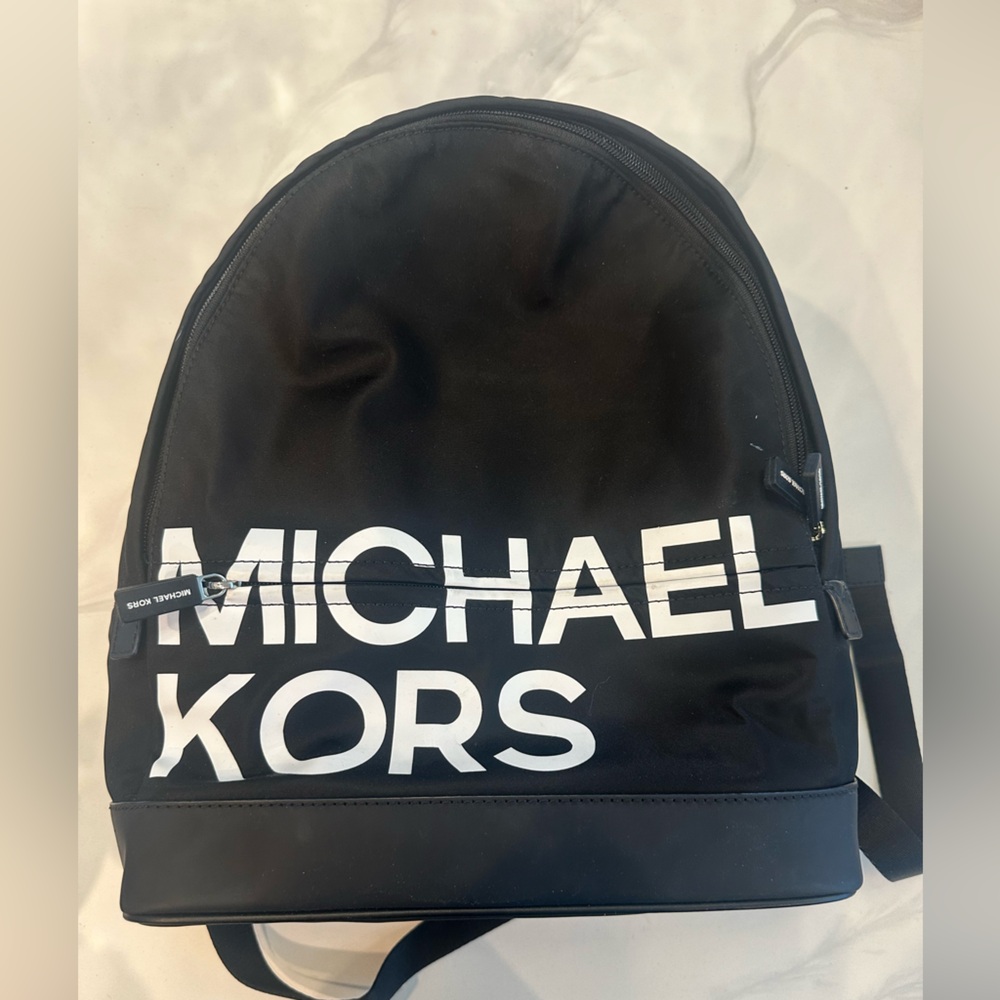 Michael Kors Black Backpack with White Logo